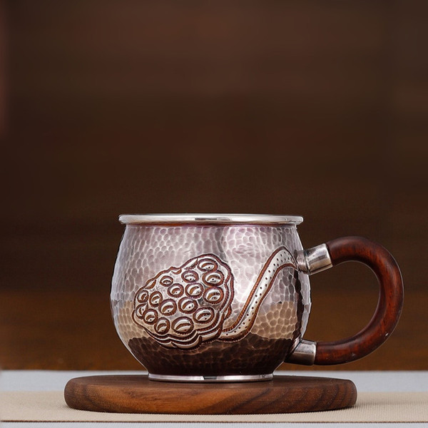 Handmade Pure Silver Teacup Lian Peng Chan Bei 150ml