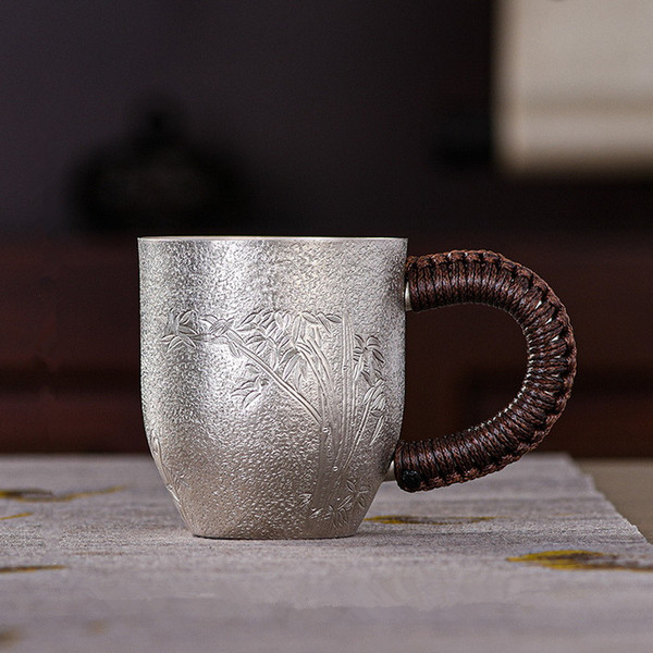 Handmade Pure Silver Tea Mug Zhu Zi 198ml