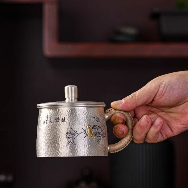 Handmade Pure Silver Tea Mug You Ran Ya Xian 328ml