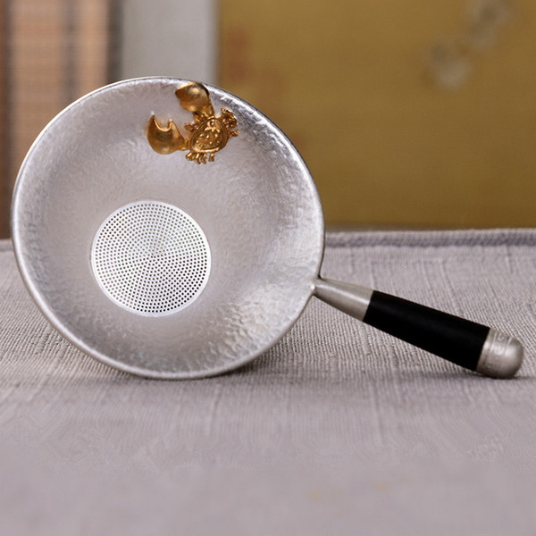 Handmade Pure Silver Loose Tea Strainer Pang Xie Jin Chan