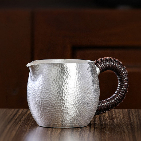 Handmade Pure Silver Fair Cup Of Tea Serving Pitcher Creamer Zhui Mu 220ml