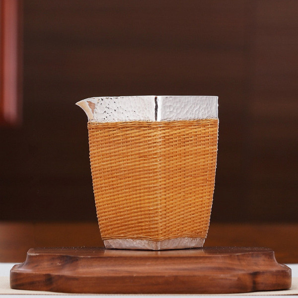 Handmade Pure Silver Fair Cup Of Tea Serving Pitcher Creamer Zhu Bian Si Fang 158ml