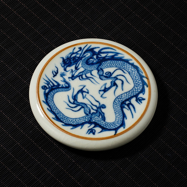 Blue and White Dragon Pattern Ru Kiln Teapot Gaiwan Lid Holder Coaster