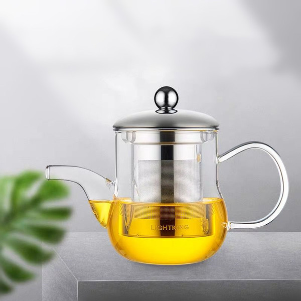 Kamjove L-02 Glass Lead Free Borosilicate Heat Resistant Teapot Stainless Steel Infuser