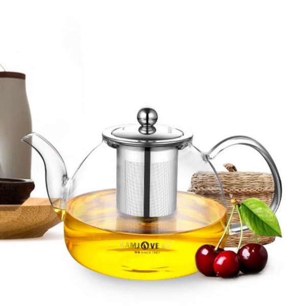 Kamjove A-10 Glass Lead Free Borosilicate Heat Resistant Teapot Stainless Steel Infuser 1200ml