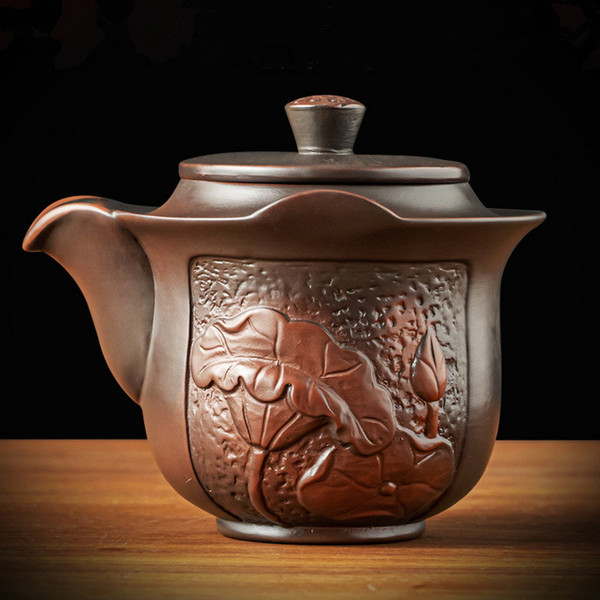 He Hua Shou Zhua Hu Jian Shui Purple Pottery Teapot 345ml