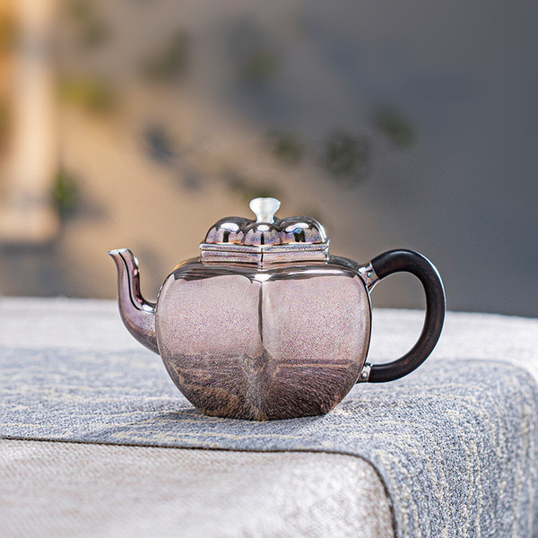 Handmade Pure Silver Teapot Liu Fang Ling Hua 210ml
