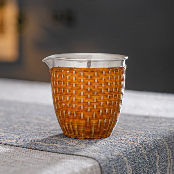 Handmade Pure Silver Fair Cup Of Tea Serving Pitcher Creamer Chui Wen Zhu Bian 230ml