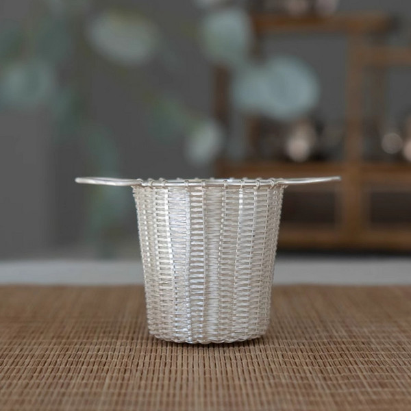Handmade Pure Silver Loose Tea Strainer Gao Shou Bian Lou Dou