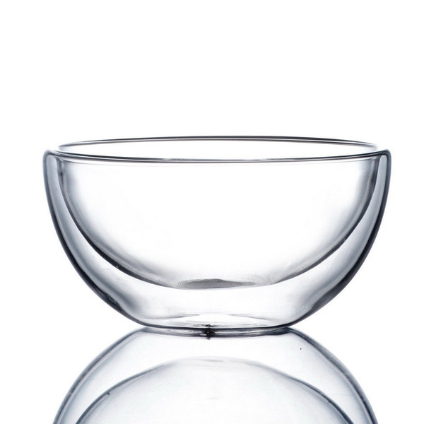 Double Wall Clear Glass Tea Bowl Chawan 500ml 17oz (L)
