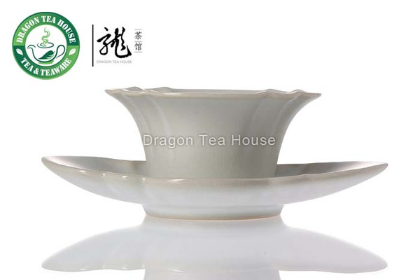 Lotus Leaf * White Ru Kiln Celadon Teacup & Saucer 50ml
