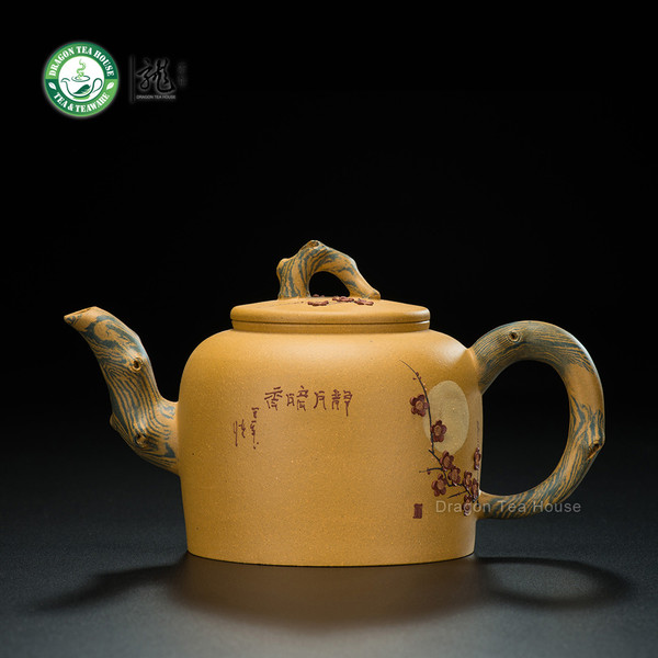 Yellow Plum Blossom Handmade Chinese Yixing Zisha Red Clay Teapot 330ml