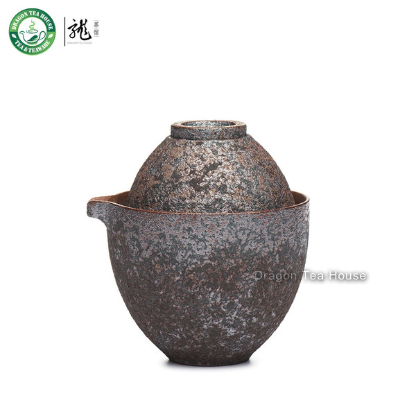 Handmade Wood-Fired Ceramic Portable China Gongfu Tea Cup Teapot Travel Set