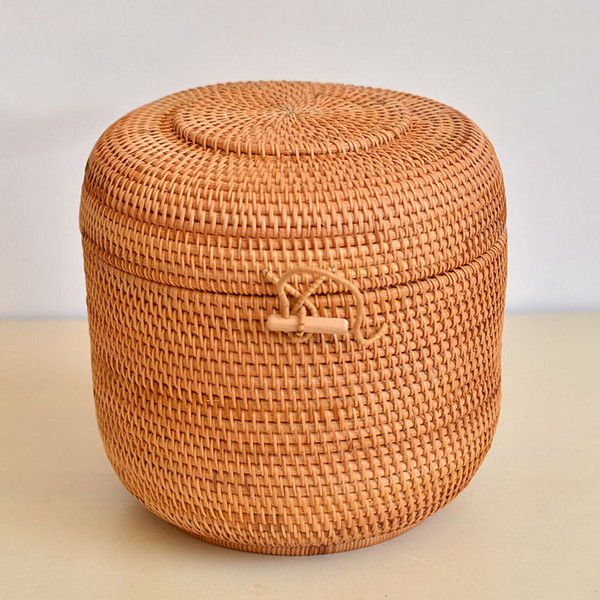 Handmade Rattan Woven Pu-erh Tea Cake Storage Box Canister Kitchen Container Extra Large 23x23x23cm