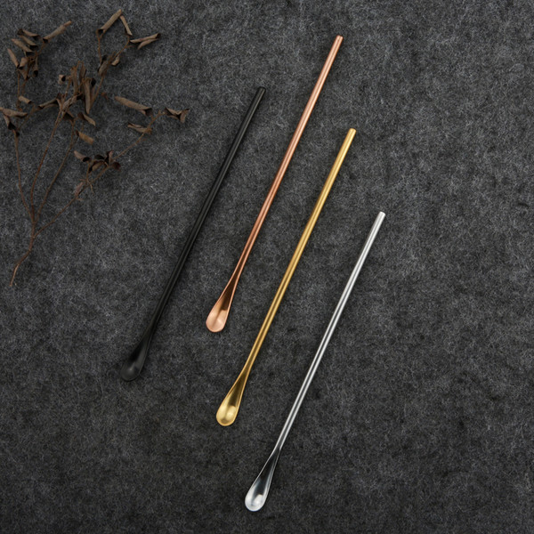 Long Handle Stainless Steel Coffee Tea Cocktail Stirring Spoon Rose Gold