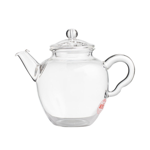 Mini Oval Shaped Clear Glass Teapot w/t Stainless Steel Filter 230ml 7.78oz