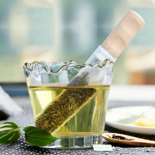 Handmade Lead Free Clear Glass Tube Shaped Tea Stick Infuser