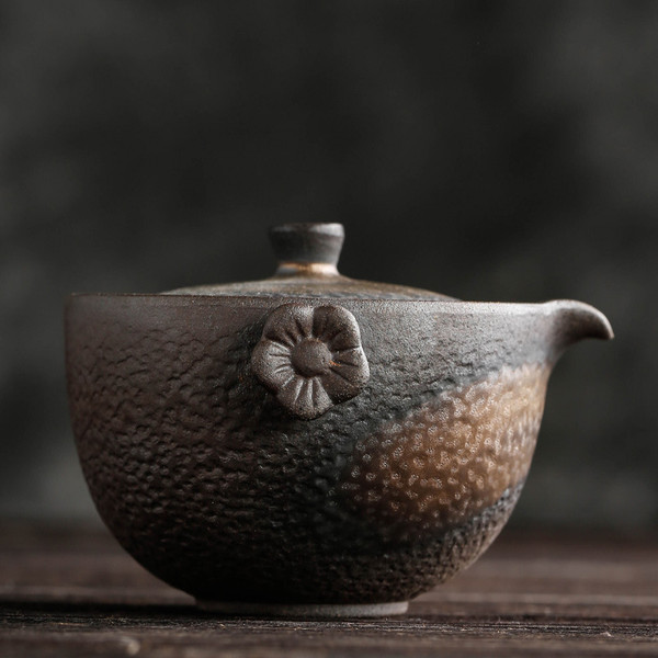 Sun Flower Retro Ceramic Gongfu Tea Gaiwan Brewing Vessel 150ml
