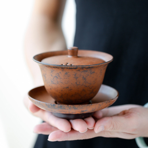 Retro Sancai Ceramic Gongfu Tea Gaiwan Brewing Vessel 170ml