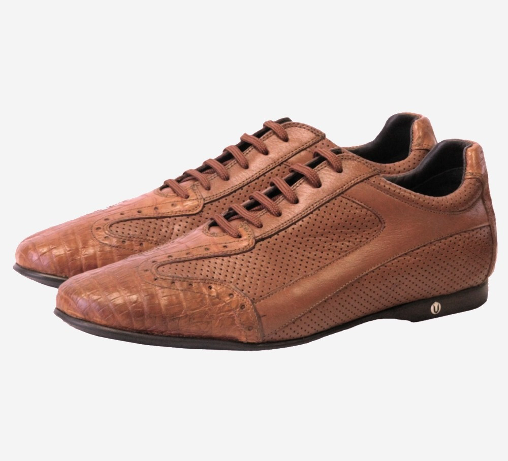 Brown Dress Shoe Mens Handmade Brown Vestigium Genuine Caiman Belly Derby Shoes main image 1