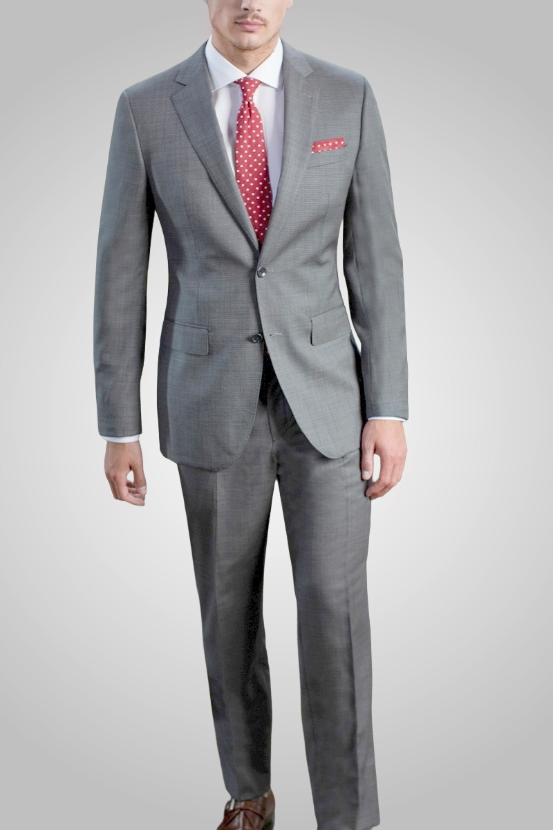 Baroni Couture Super 150's Solid Color Wool Suit - Flat Front Slacks