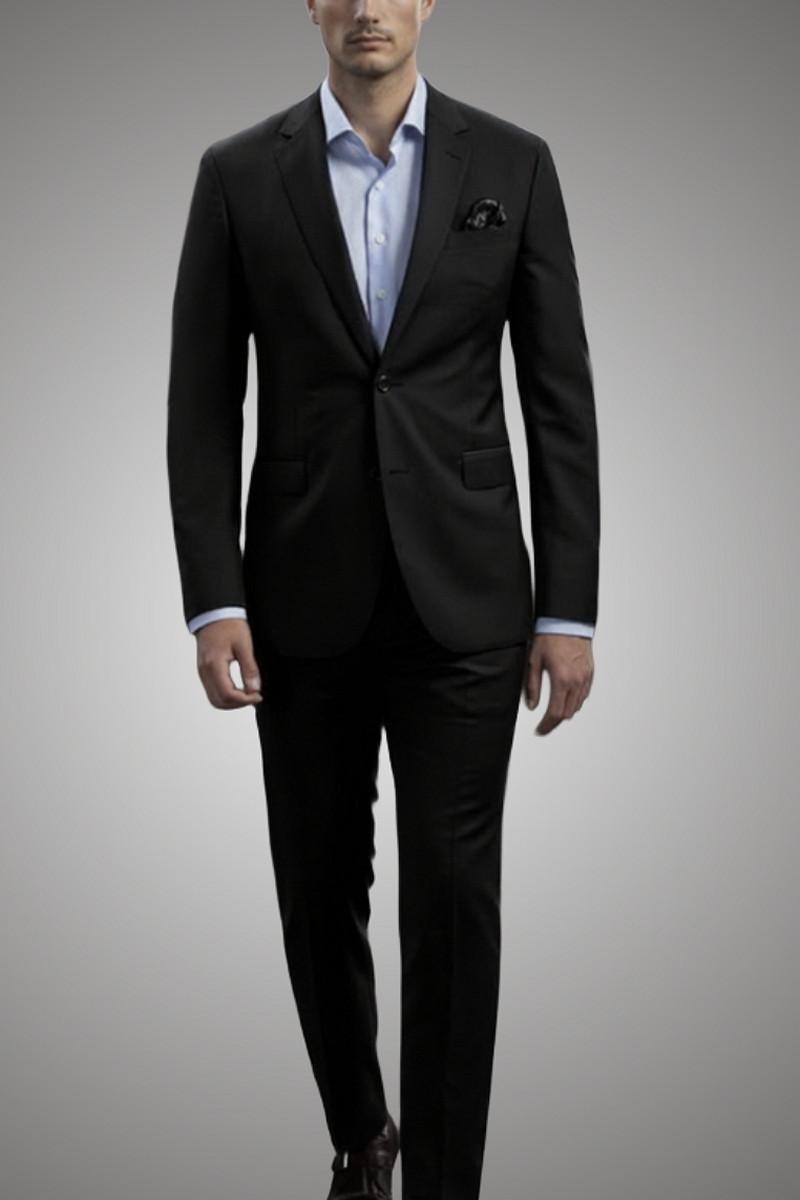 Baroni Couture Super 150's Solid Color Wool Suit - Flat Front Slacks