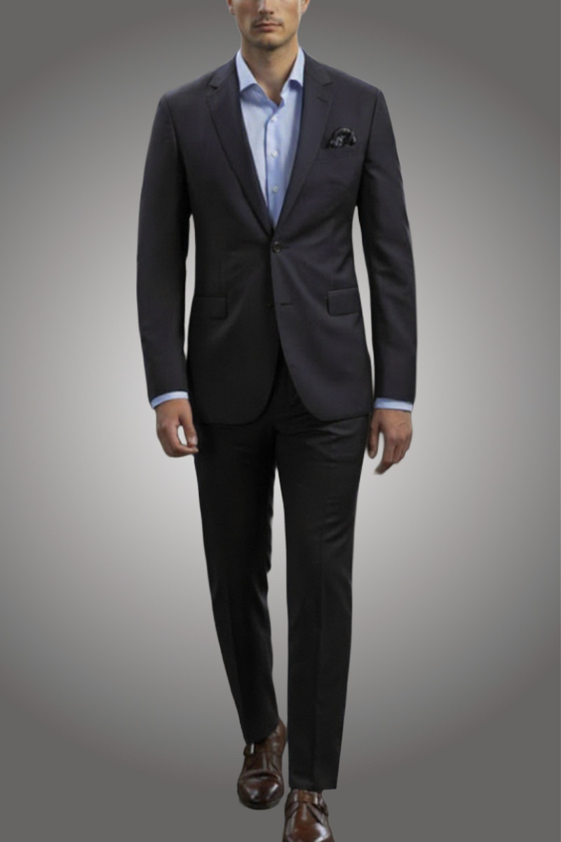 Baroni Couture Super 150's Solid Color Wool Suit - Flat Front Slacks