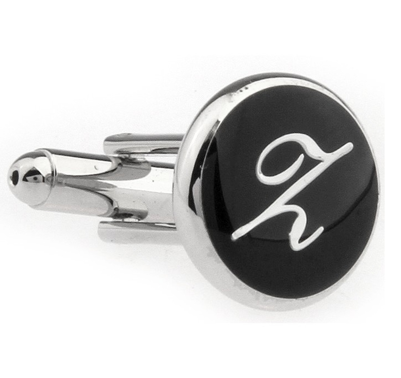 Custom Monogram Cufflinks - Script Letter Silver