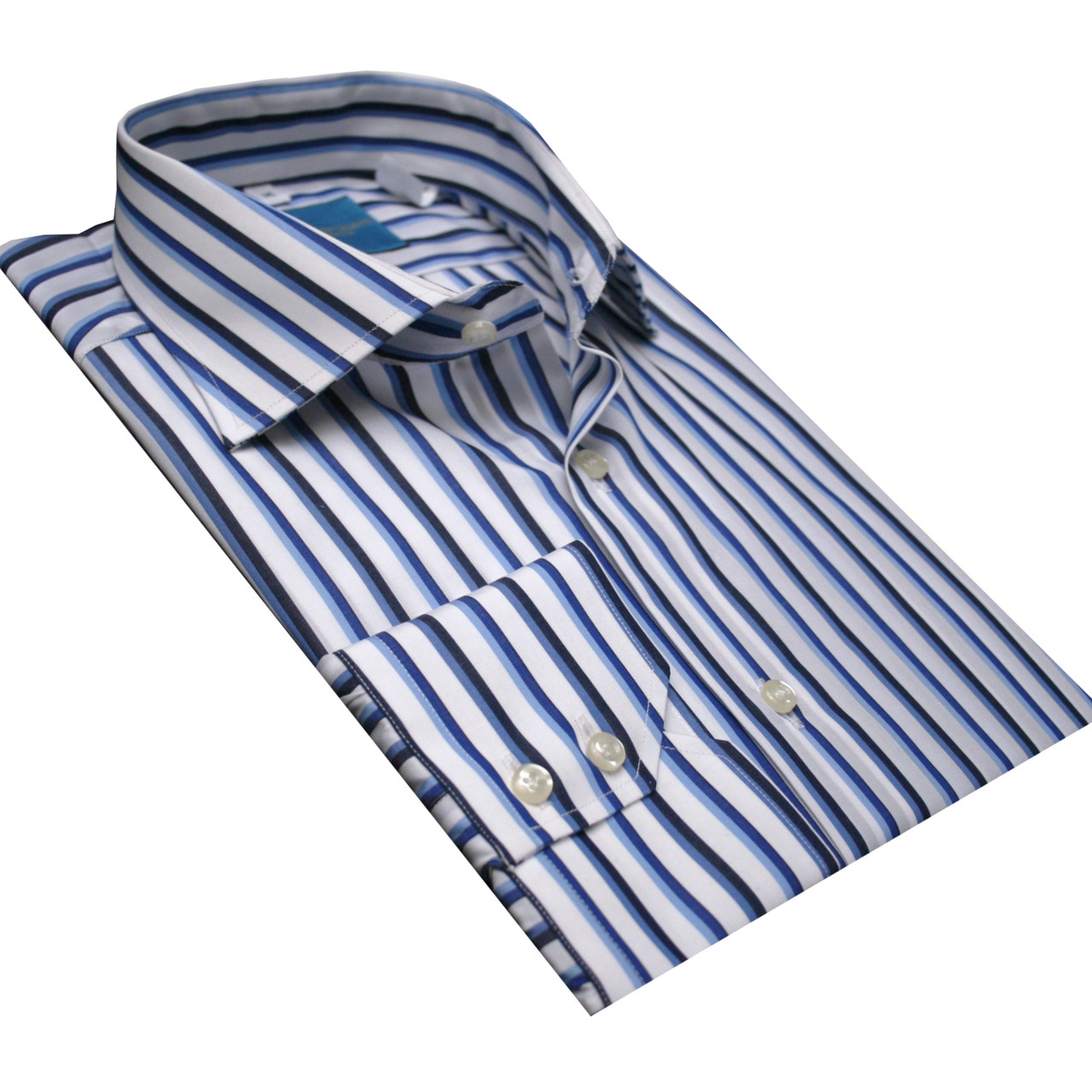 Leonardo Valenti 100% Premium Cotton Blue Multi Stripe European