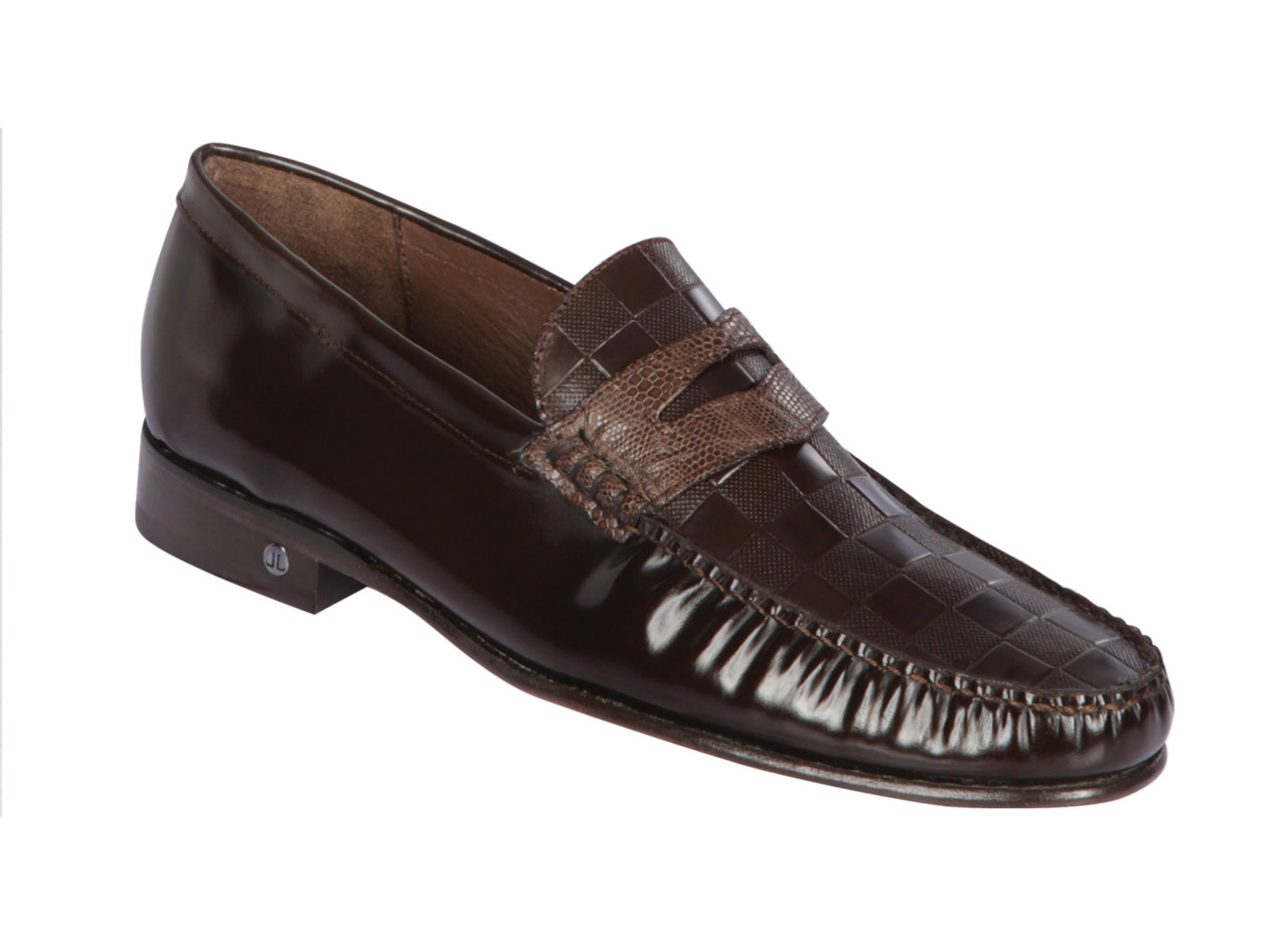 LOUIS VUITTON Men's Mocassin Brown Leather Shoes Penny Loafers