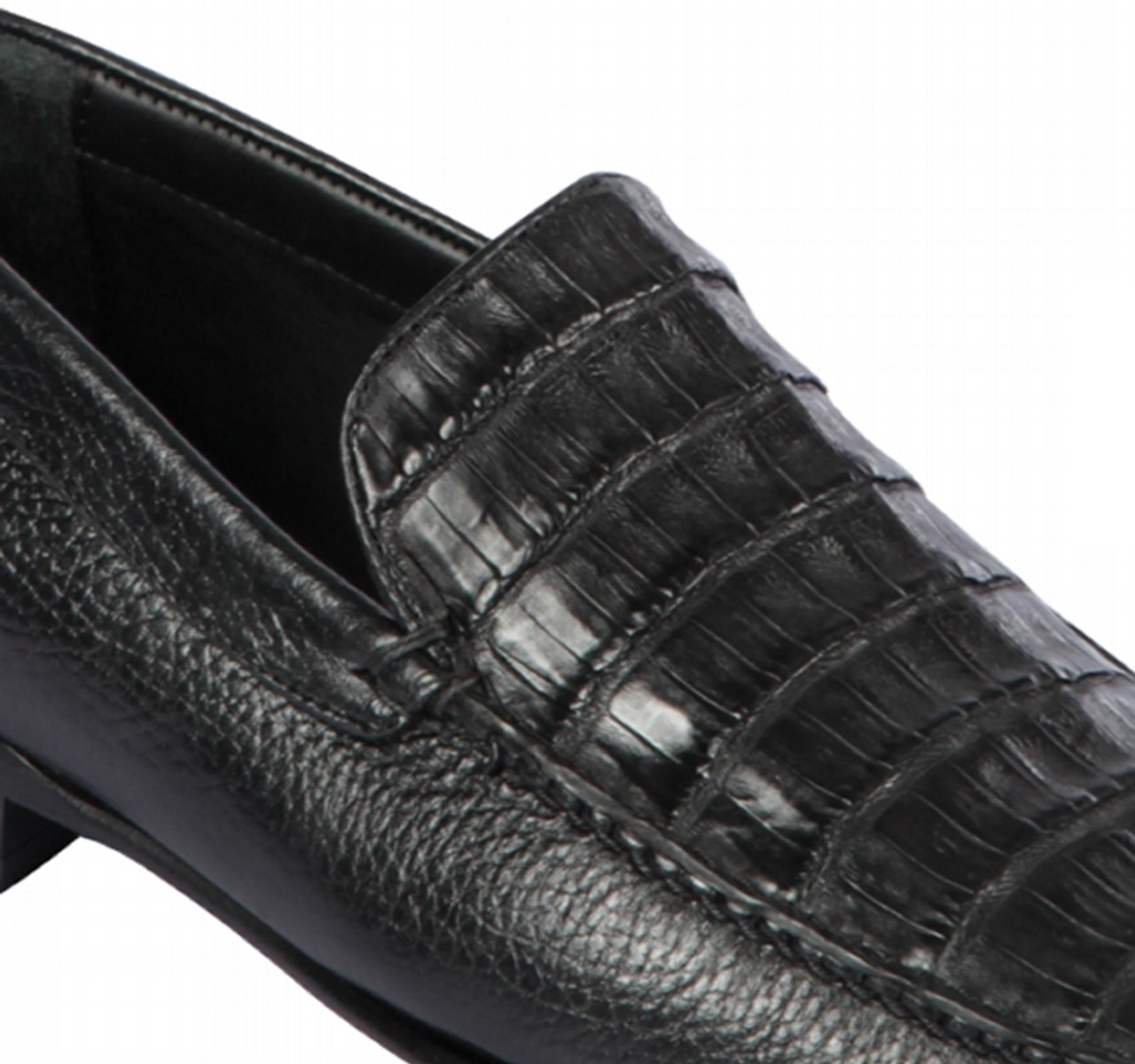 Lombardy - Genuine Caiman Crocodile u0026 Leather Loafer - Black