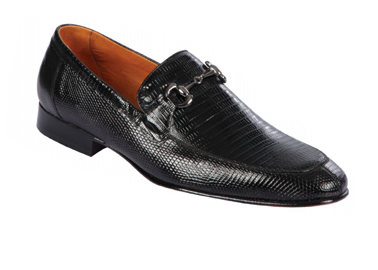 Lombardy - Genuine Teju Lizard Horsebit Dress Loafer - Black