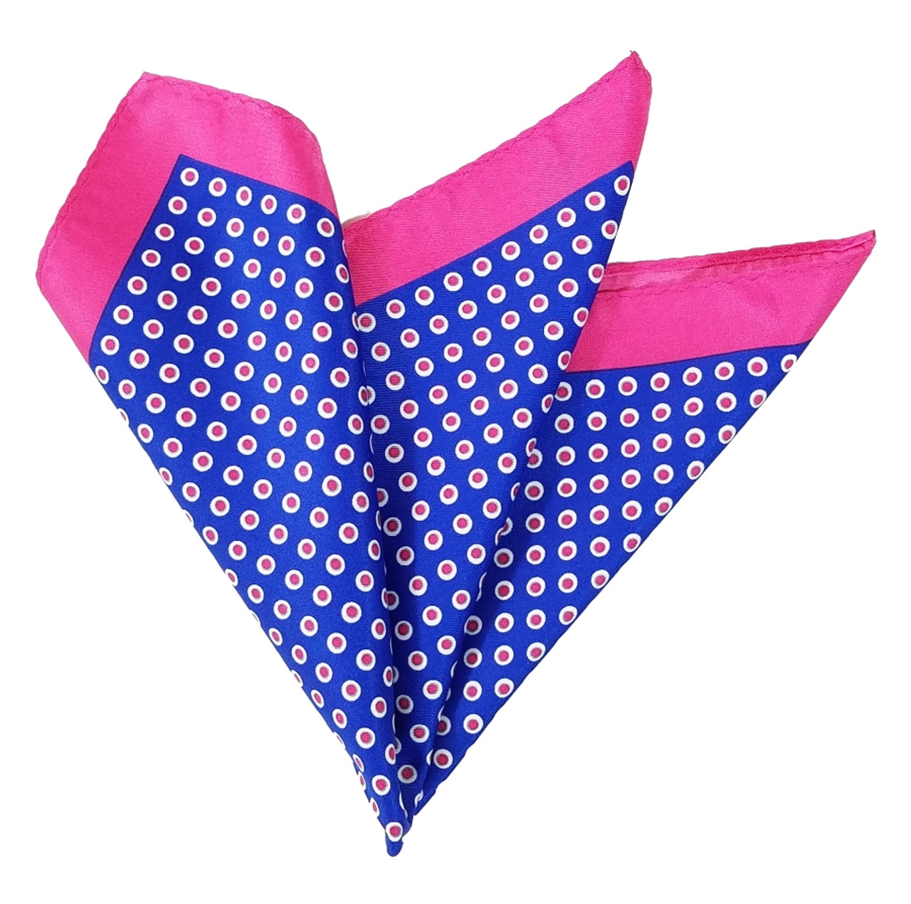 Double G and polka dot silk pocket square in blue