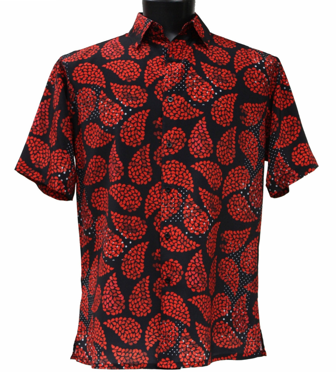 Hawaiian Short Sleeve Camp Shirt, RED