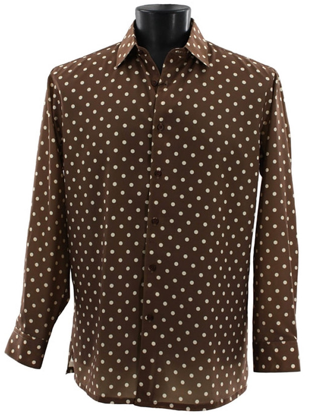 brown polka dot tops