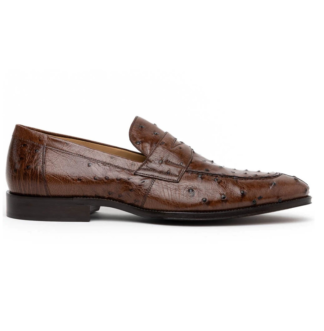 Zelli Italian Long Toe Penny Loafer in Genuine Ostrich Quill