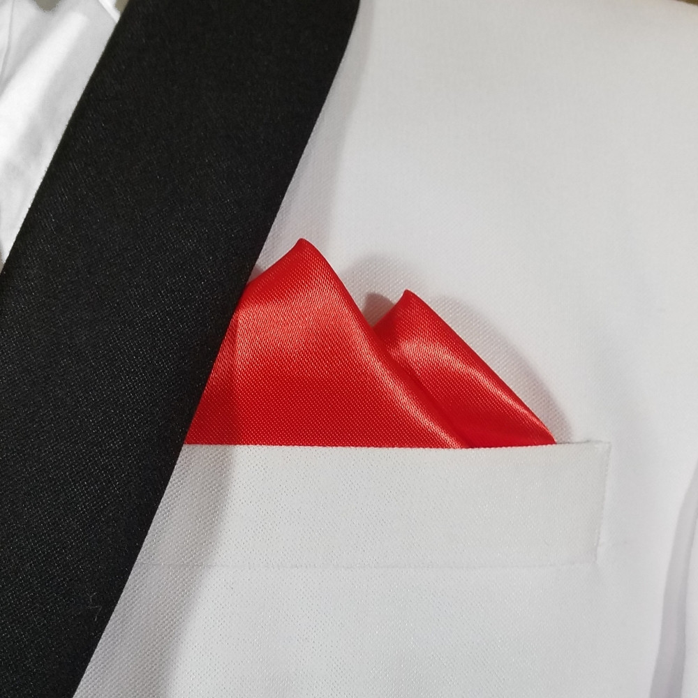 Satin 2 Point Pre-Folded Pocket Square Insert - Red - Vavra's Menswear