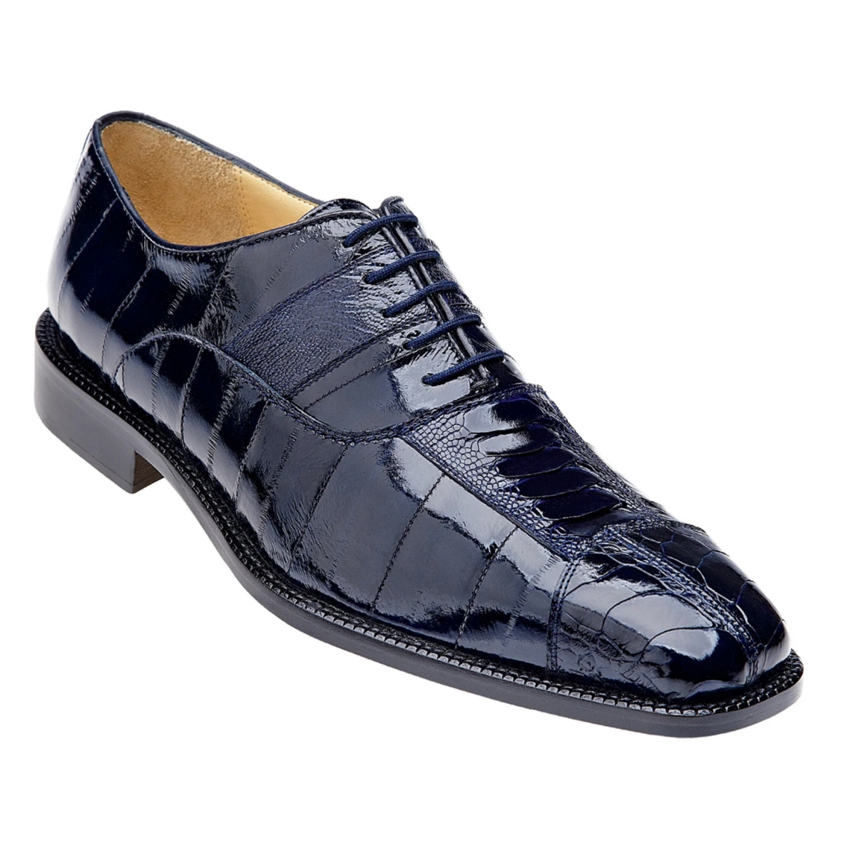 Mens Mare Eel & Ostrich Cap Toe Dress Shoe in Navy by Belvedere Shoes main image 1
