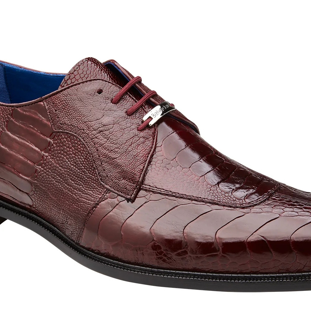 Belvedere Samuel Split Toe Calf & Ostrich Dress Shoe – Burgundy