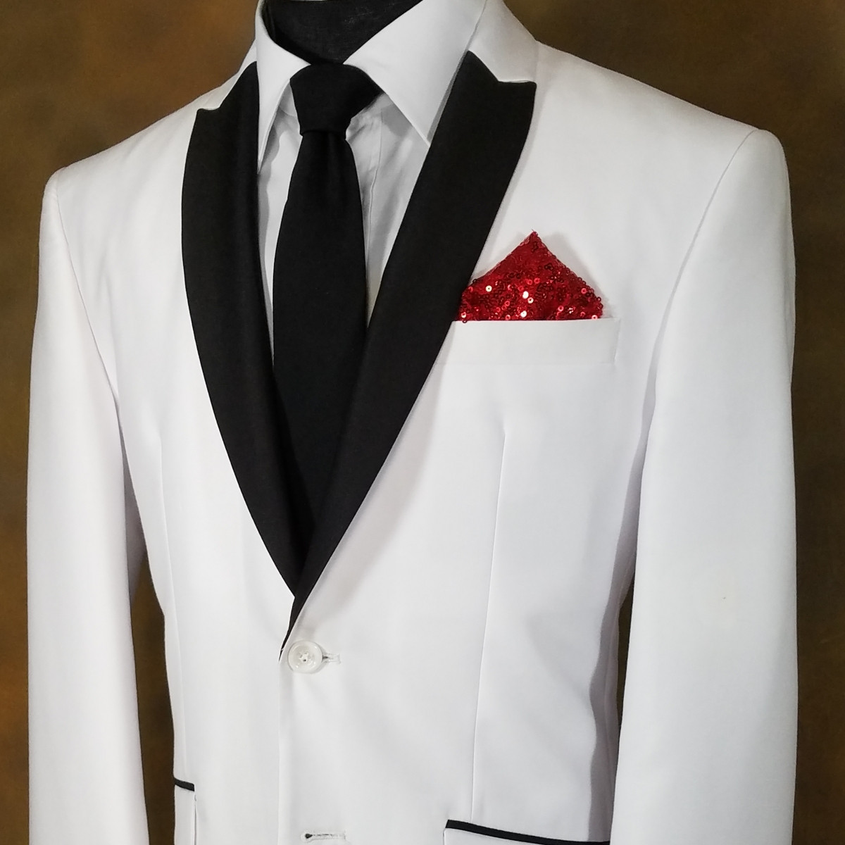 Men's Motif Silk/Linen Pocket Square in Red main image 1