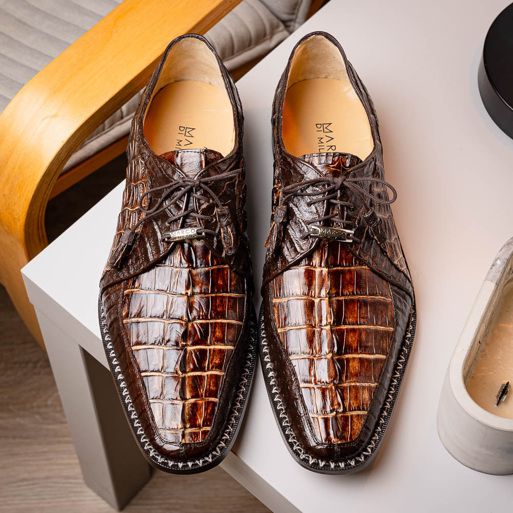 Marco di Milano Genuine Hornback Crocodile Tail Dress Tie Shoe