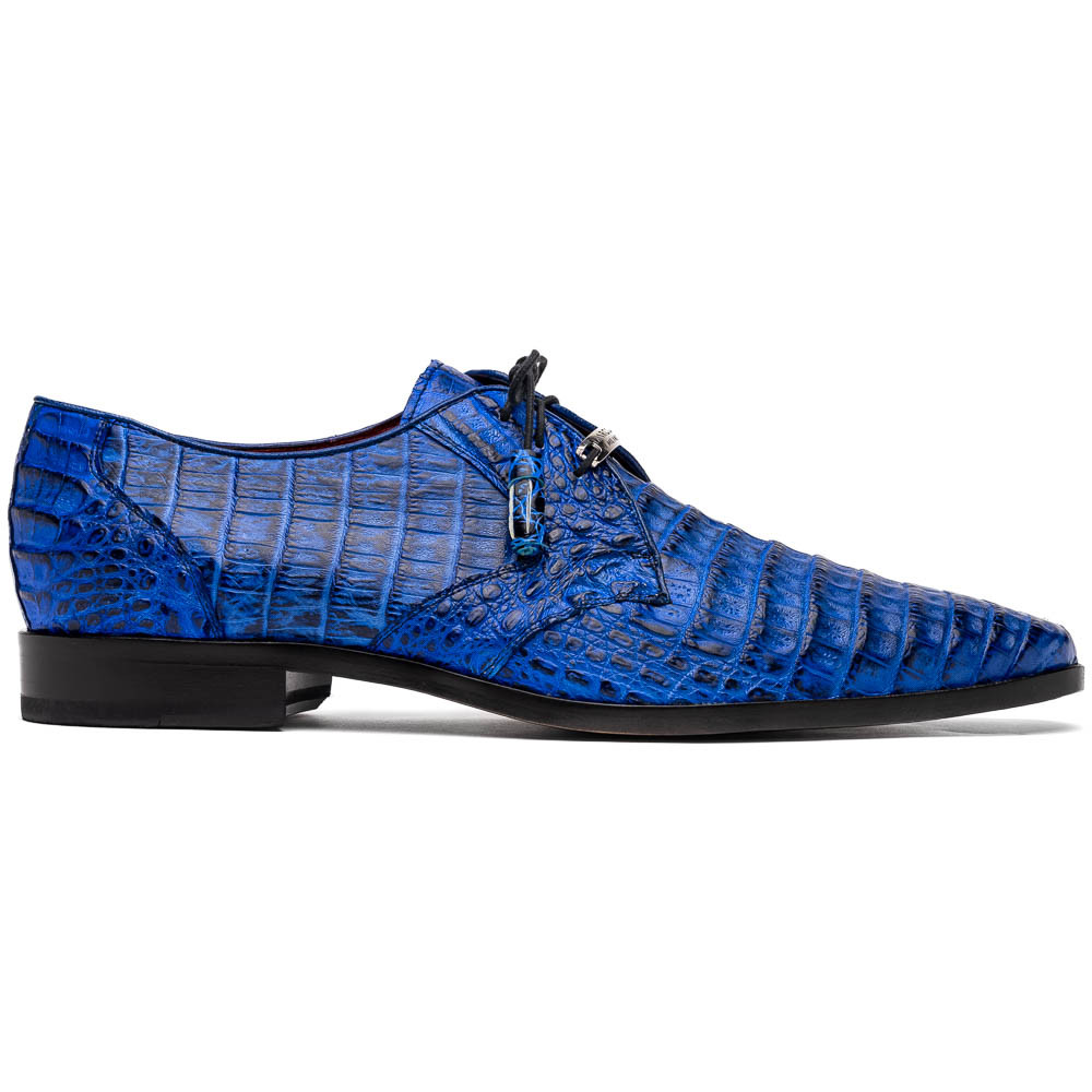 Marco di Milano Genuine Caiman Crocodile Dress Tie Shoe - Electric Blue