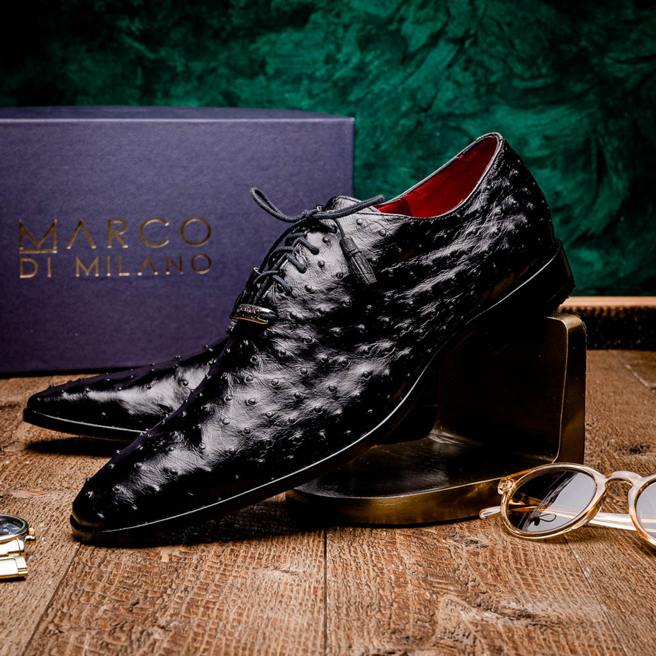 tandey OSROO marco ブラック 靴 Marco di Milano Genuine Ostrich Quill Dress Tie Shoe - Black