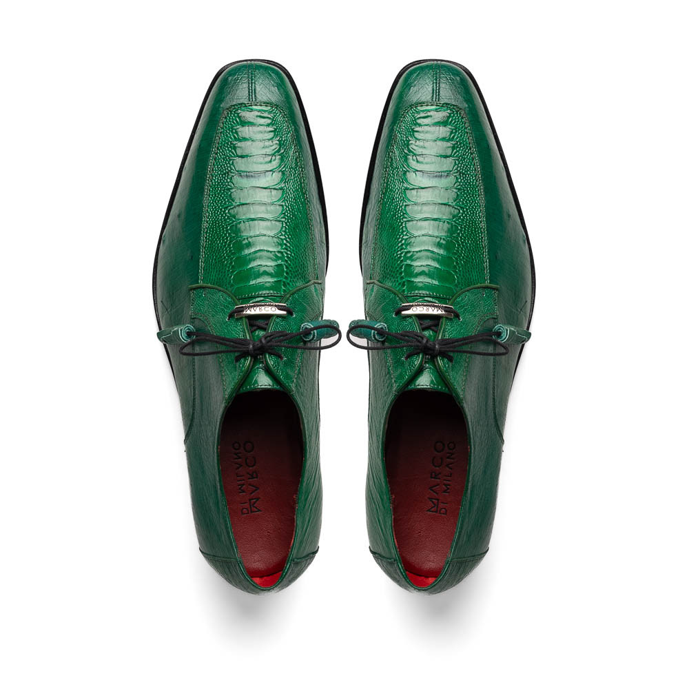 Marco di Milano Genuine Ostrich Leg Dress Tie Shoe - Green 