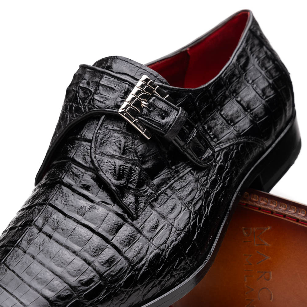 Belvedere Falcon Red Caiman Crocodile Monk Strap for Men
