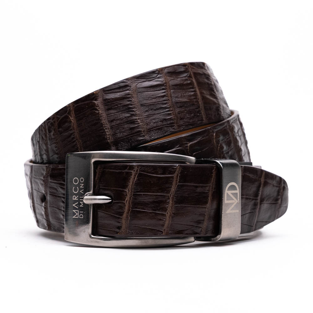 Marco di Milano Genuine Caiman Fuscus-Belly Crocodile Dress Belt