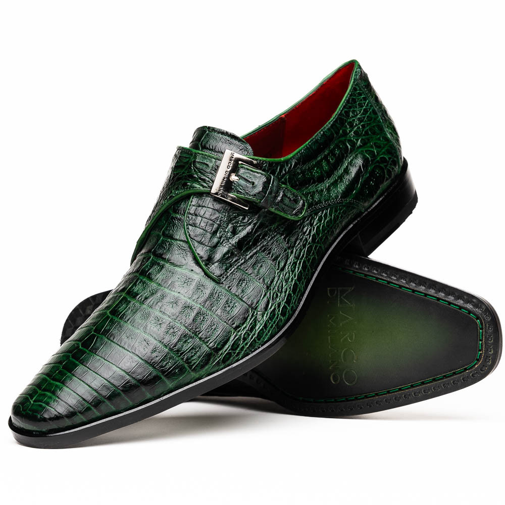 Marco di Milano Genuine Caiman Crocodile Monk Strap Dress Shoe