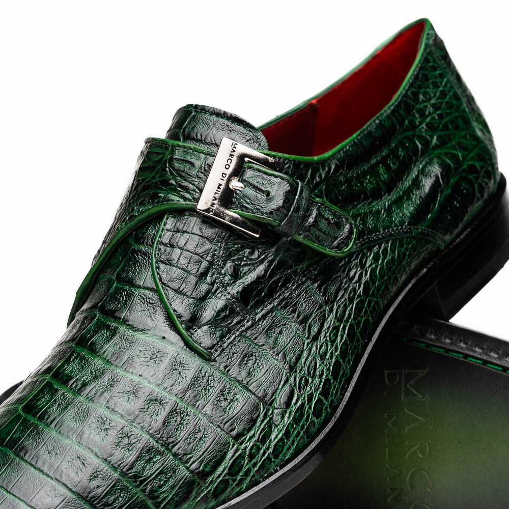 Marco di Milano Genuine Caiman Crocodile Monk Strap Dress Shoe
