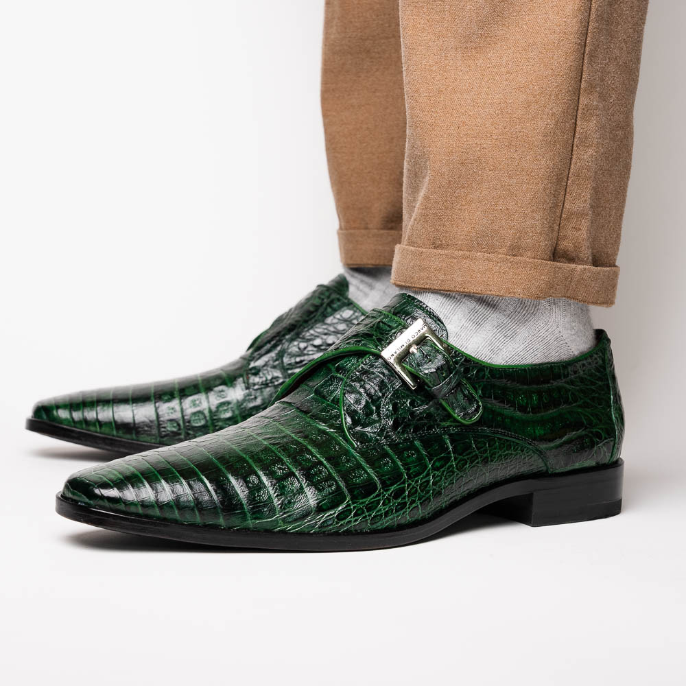 Marco di Milano Genuine Caiman Crocodile Monk Strap Dress Shoe