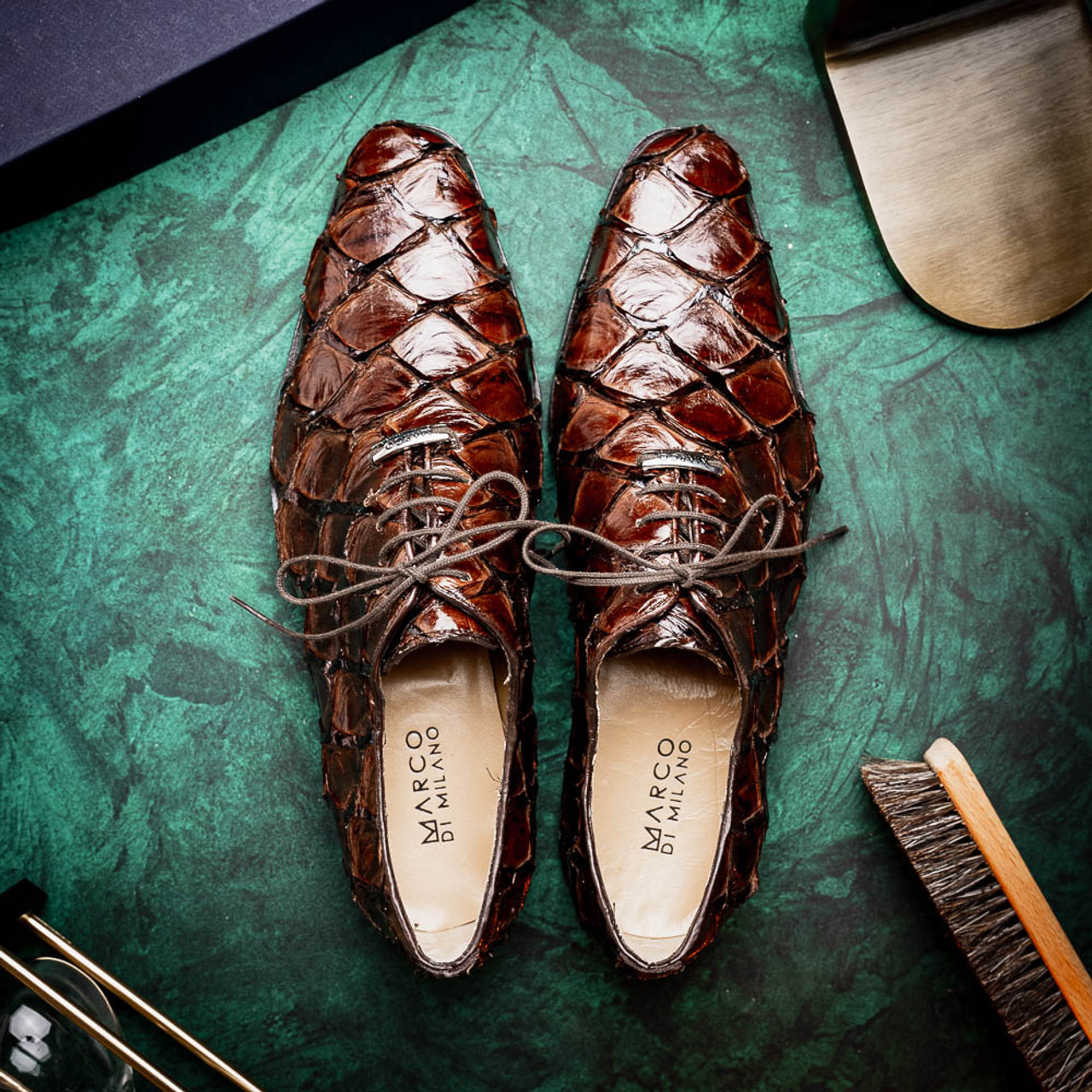 靴 Love Hunter destroyed rame dress shoes criss-pirarucu-oxford-brown-